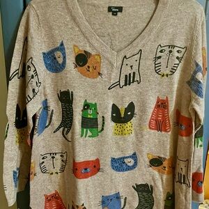 Sweater cats  small. Tan base color
NWOT Never worn Super CUTE!